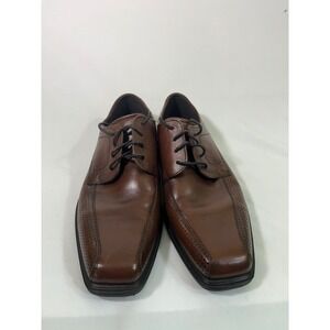 ECCO Mens Leather Square Toe Lace Up Dress Shoe Oxford Office Brown Size 10